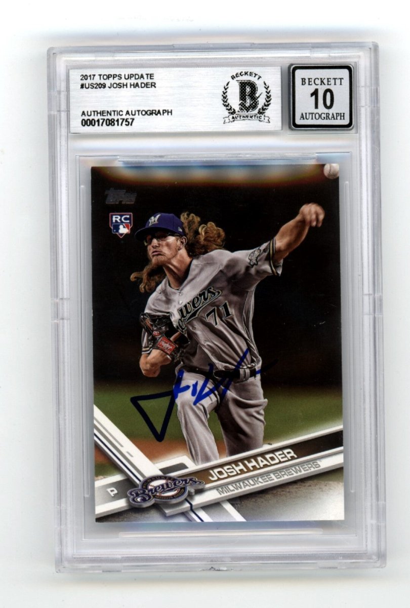 Josh Hader 2017 Topps Update #US208 Rookie RC Signed Beckett BAS BGS 10 Auto