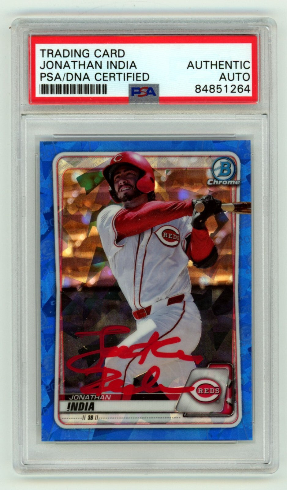 Jonathan India 2020 Bowman Chrome Sapphire Prospects Refractor Signed PSA Auto