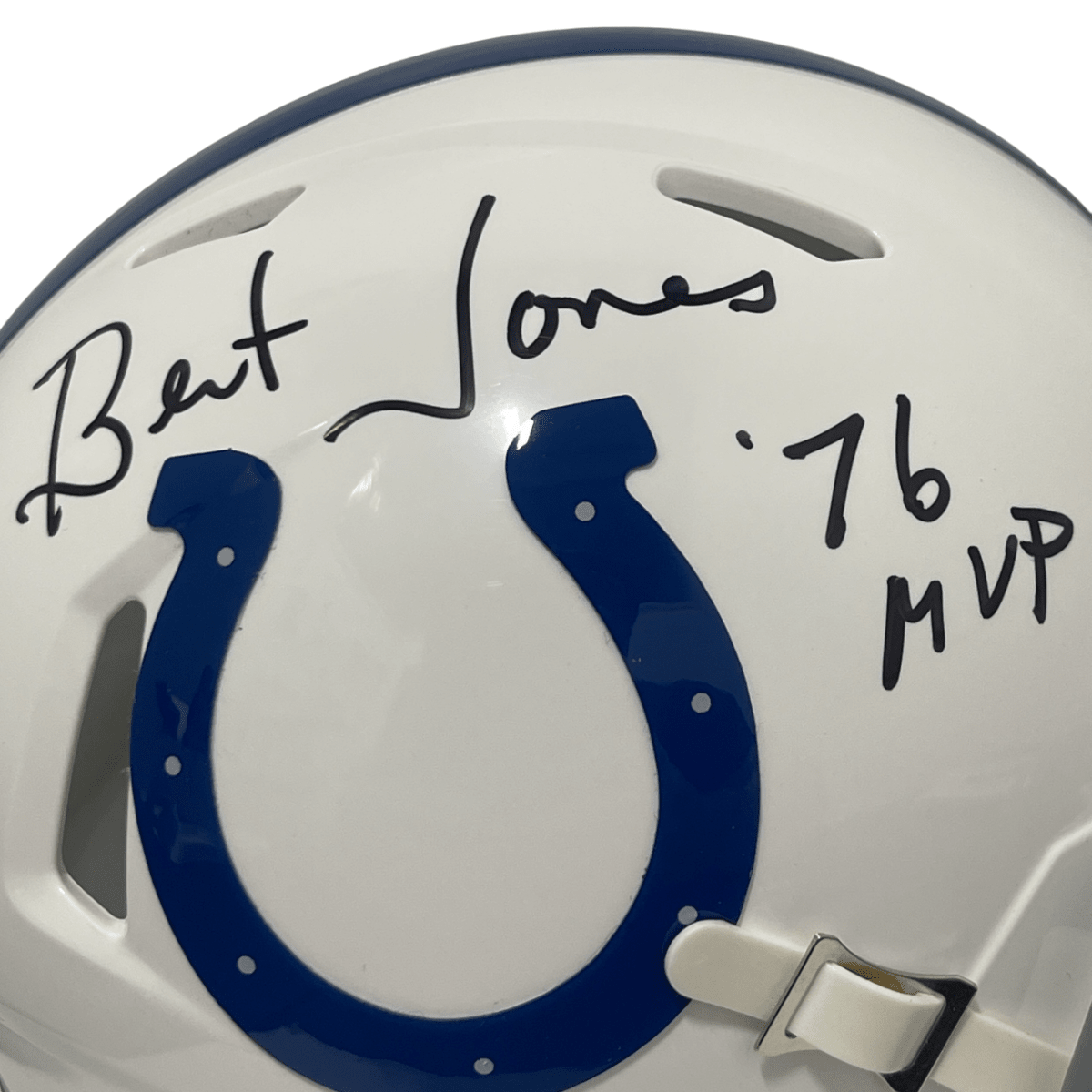 Bert Jones Signed Colts Speed Mini Helmet w/ 76 MVP Beckett Witness BAS COA