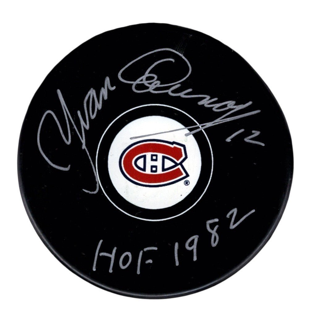 Yvan Cournoyer Signed Autographed Montreal Canadians Puck HOF 1982 JSA COA