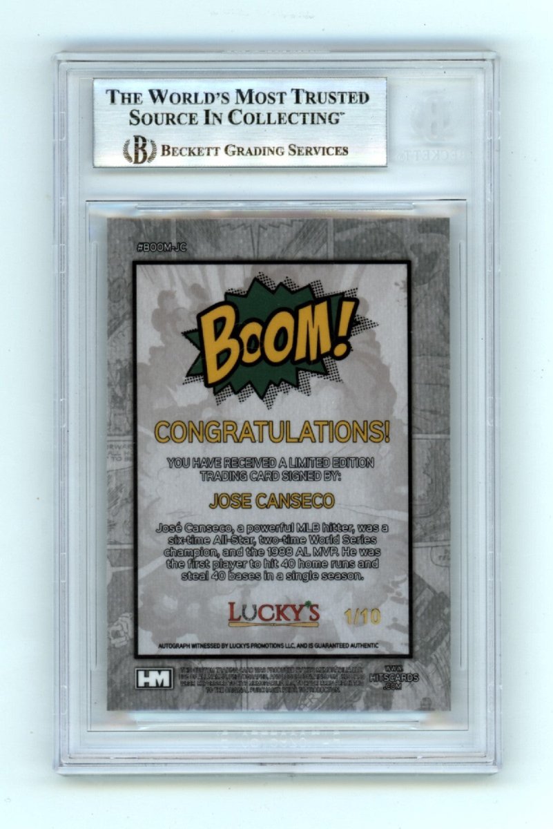 Jose Canseco 2024 Hits Memorabilia BOOM Gold #/10 Signed BGS BAS Auto Athletics