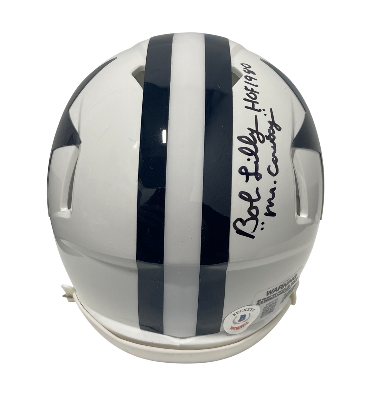 Bob Lilly Signed TB Cowboys Mini Helmet w/ 4 Ins Beckett Witness BAS COA