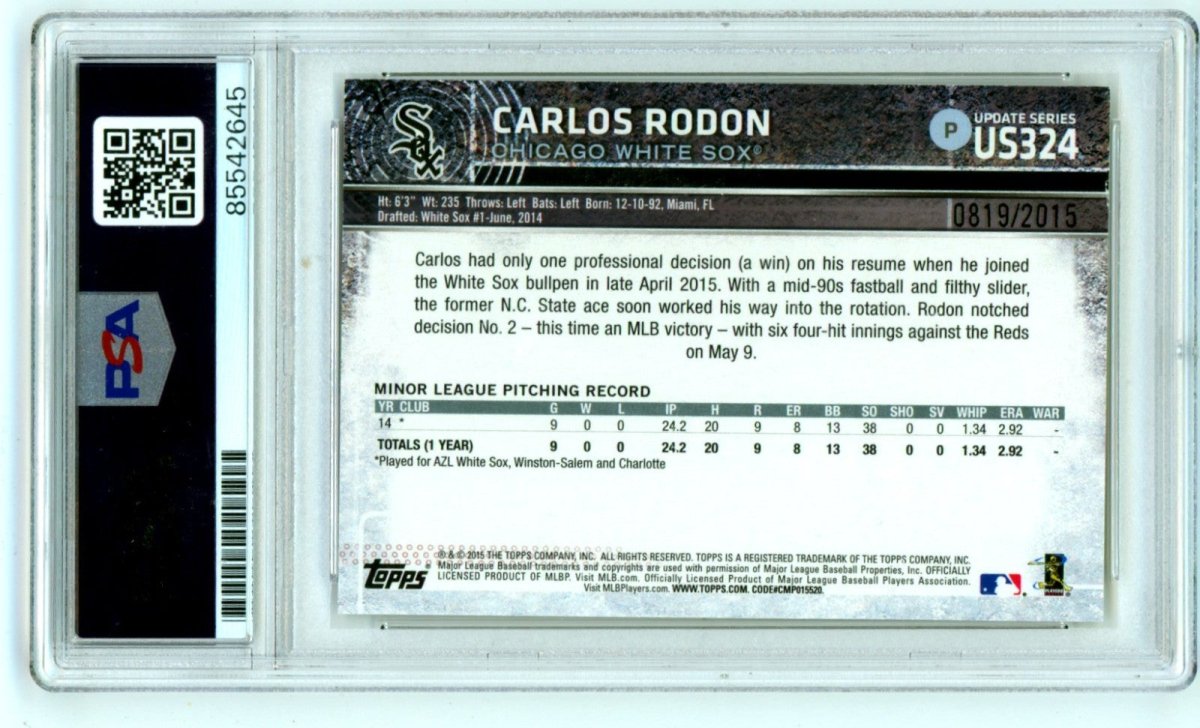 Carlos Rodon 2015 Topps Update #US324 Signed Gold RC /2015 PSA Authentic Auto