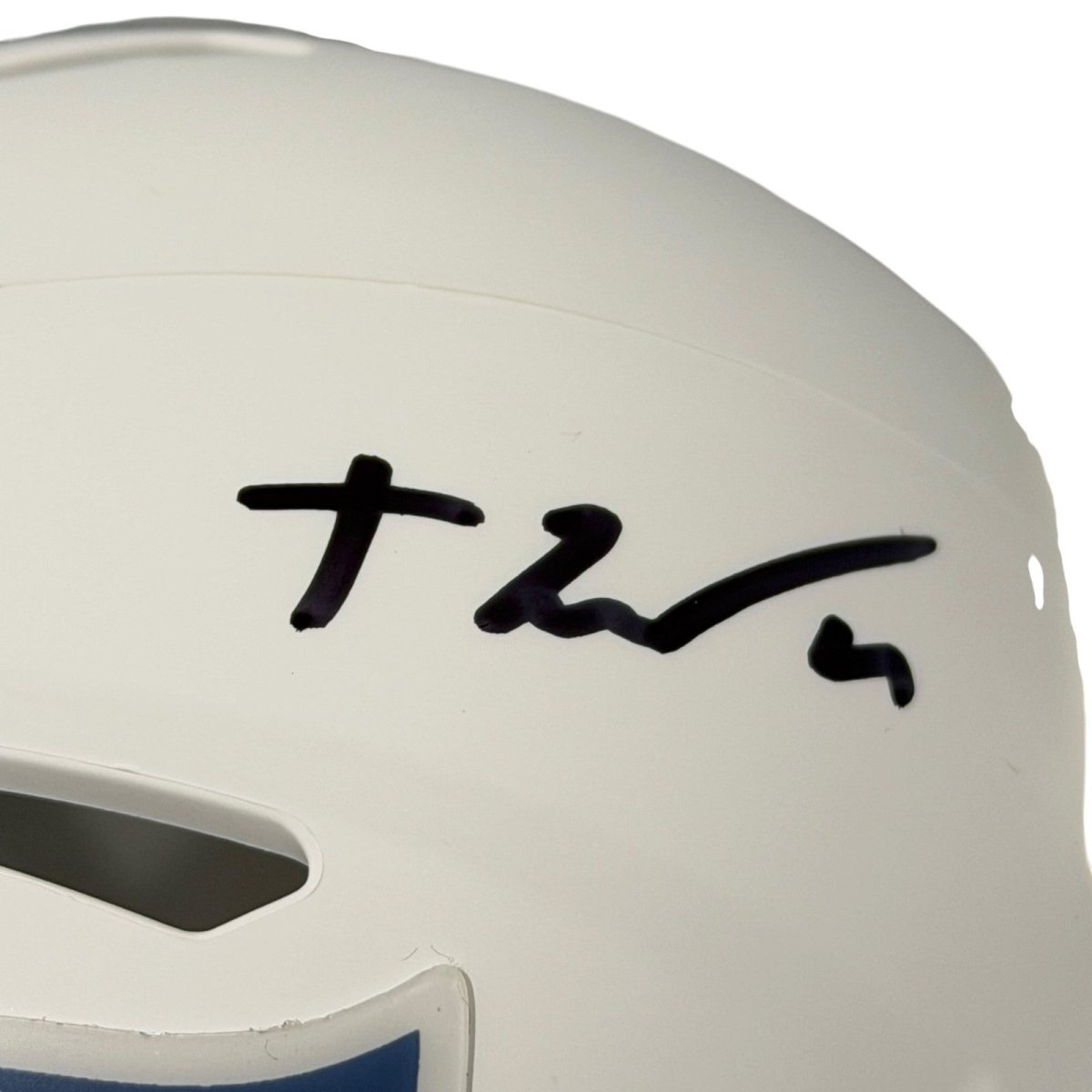 TreVeyon Henderson Signed New England Patriots Rivalries Mini Helmet JSA W COA