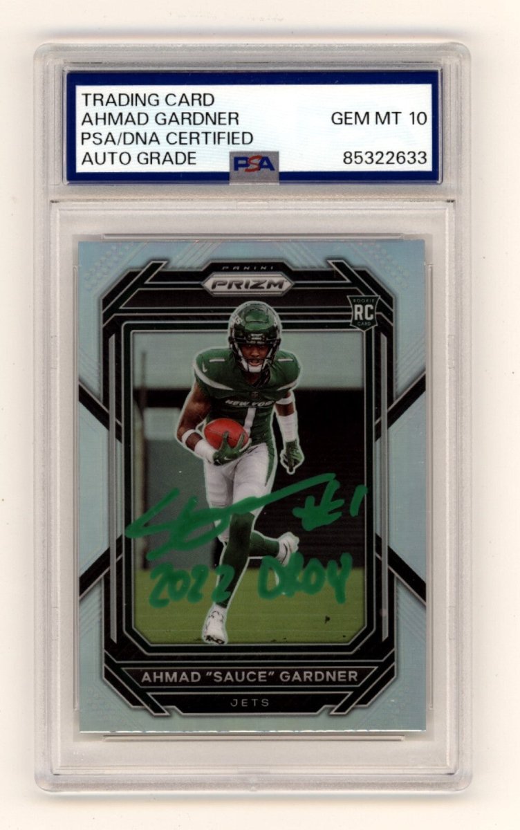 Ahmad Sauce Gardner 2022 Panini Prizm Silver #341 RC ROY Insc Signed PSA 10 Auto