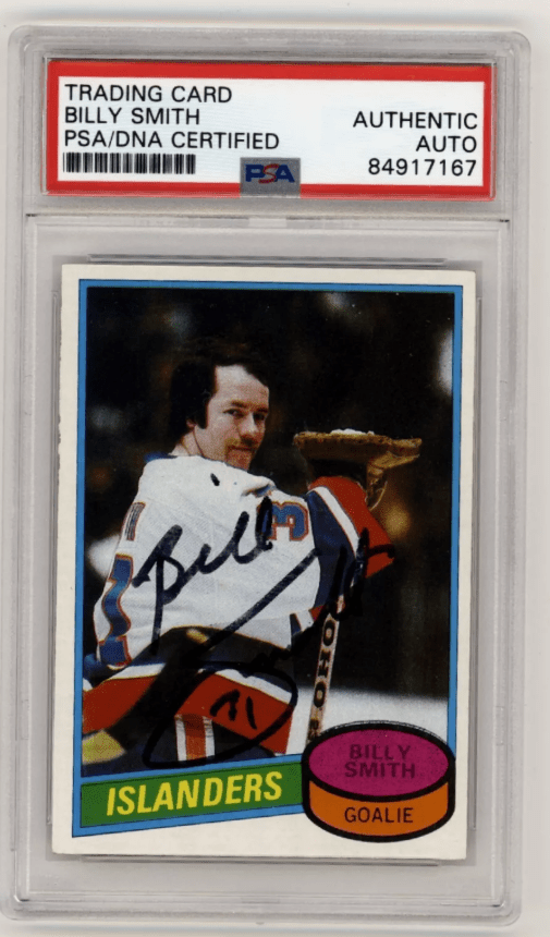 Billy Smith 1980-81 Topps Scratched #60 Signed PSA Authentic Auto Islanders HOF
