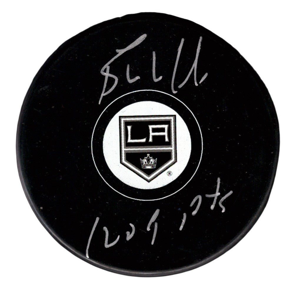 Bernie Nicholls Signed Los Angeles Kings Logo Puck w/ 1209 PTS JSA Witness COA