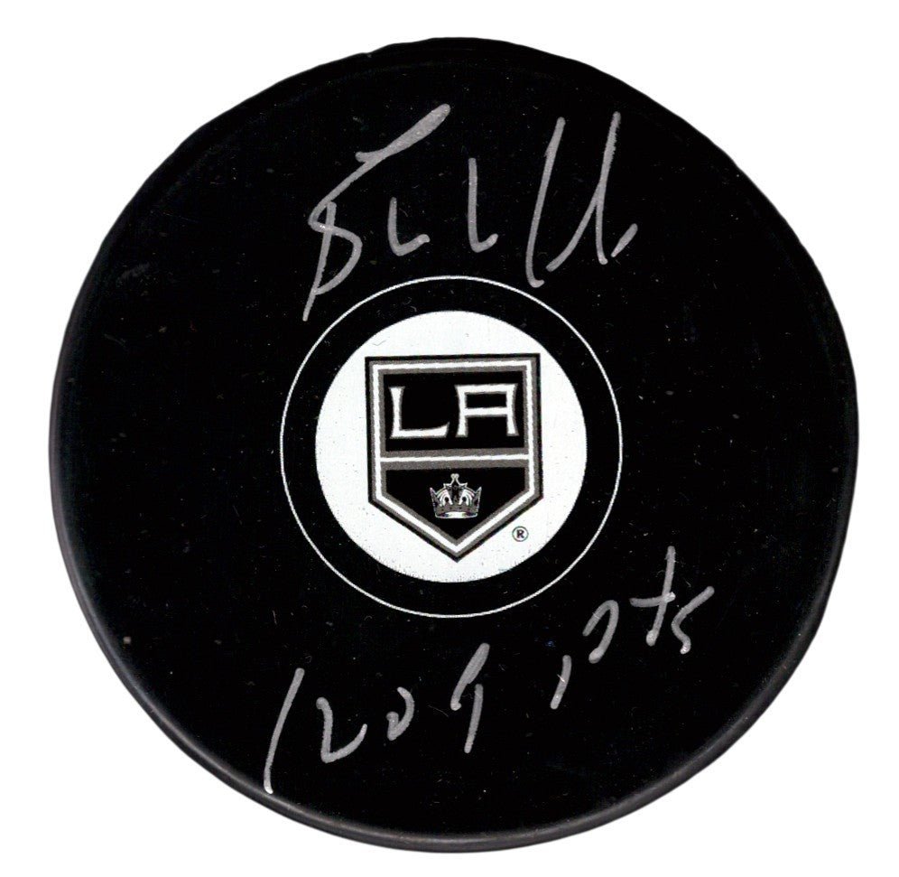 Bernie Nicholls Signed Los Angeles Kings Logo Puck w/ 1209 PTS JSA Witness COA