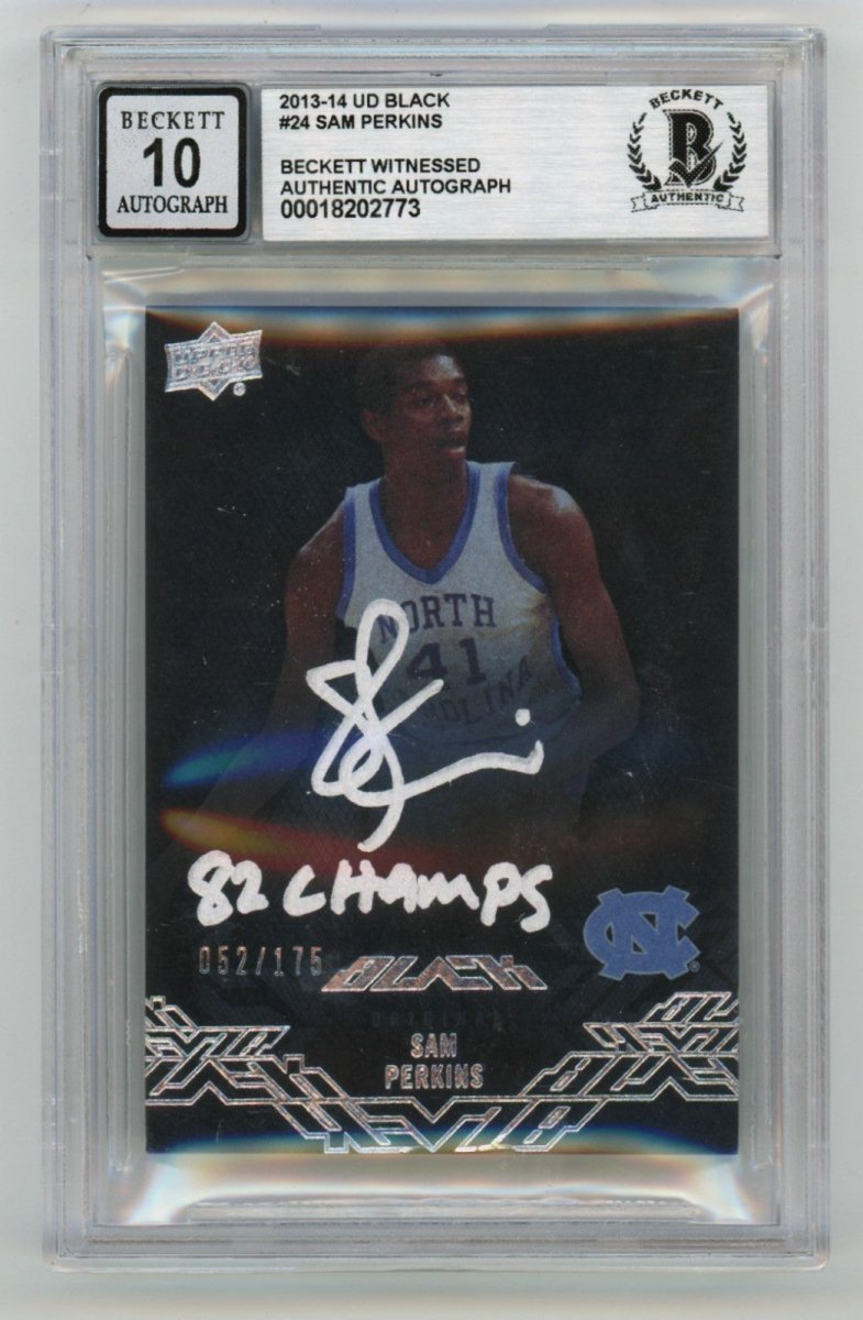 Sam Perkins 2013-14 UD Black #24 Signed w/ 82 Champs #/175 Beckett BGS 10 Auto