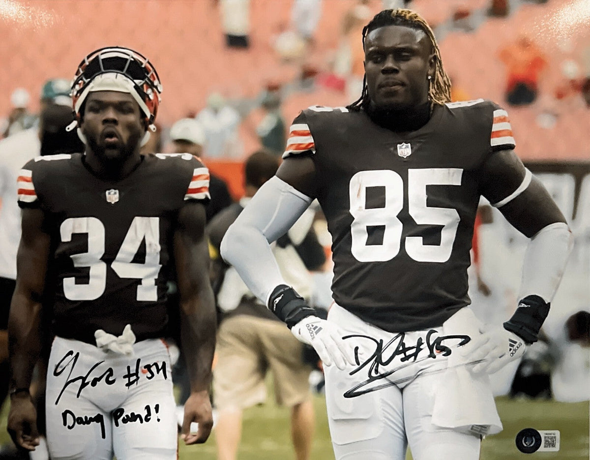 David Njoku &amp; Jerome Ford Signed Cleveland Browns 11x14 Photo Beckett BAS COA