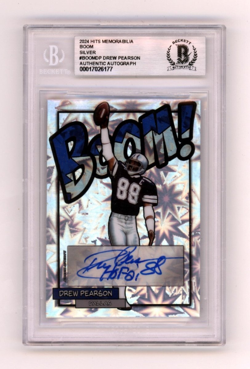Drew Pearson 2024 Hits Memorabilia BOOM Silver Signed BGS BAS Auto HOF 21 Insc.
