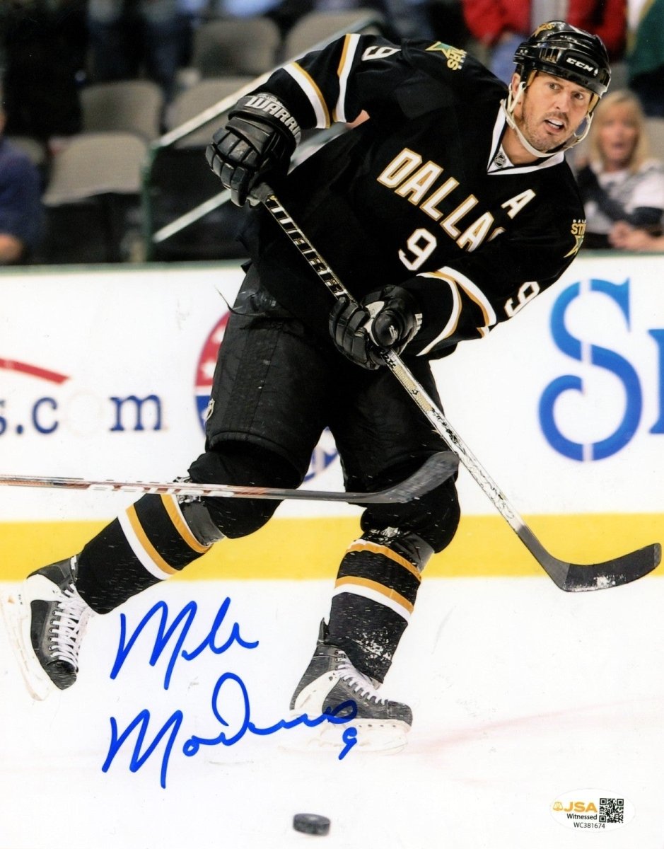 Mike Modano Signed Autographed Dallas Stars 8x10 Photo JSA Witness COA #1