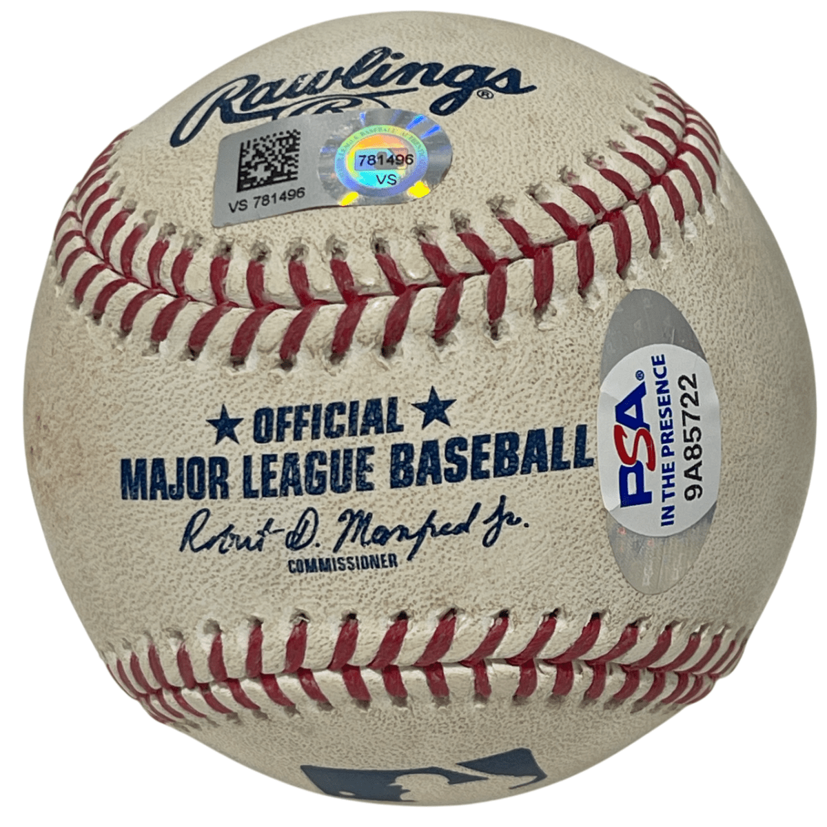 Jonathan India Signed 2021 Rookie Game Used Double Hit Baseball w/ Insc. PSA COA