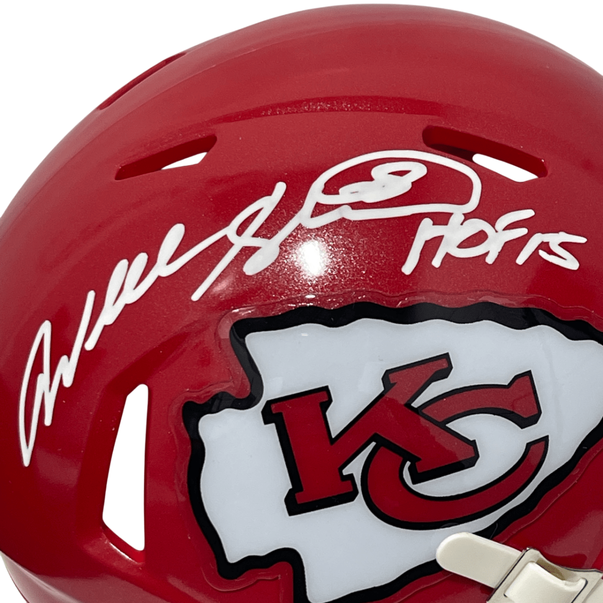 Will Shields Signed KC Chiefs Speed Mini Helmet w HOF 15 Beckett Witness BAS COA