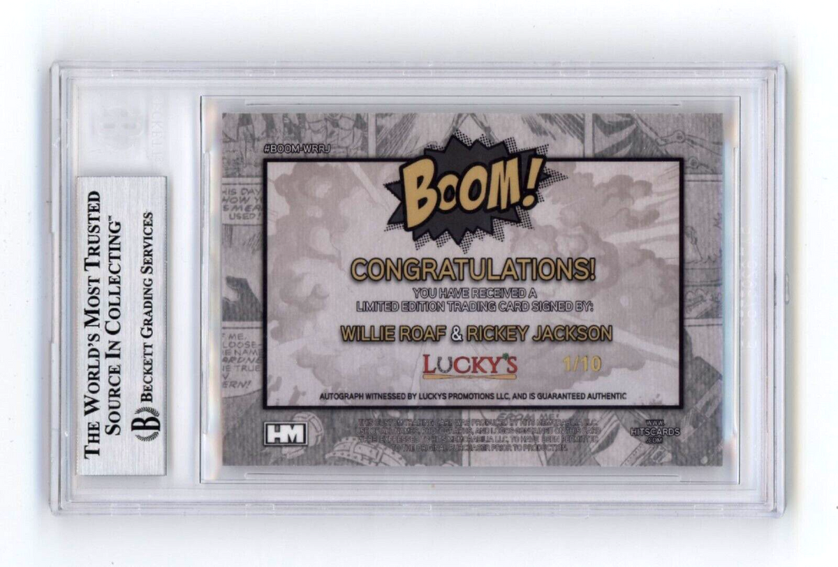 Willie Roaf &amp; Rickey Jackson 2024 Hits BOOM Gold #/10 Dual Signed BGS BAS Auto