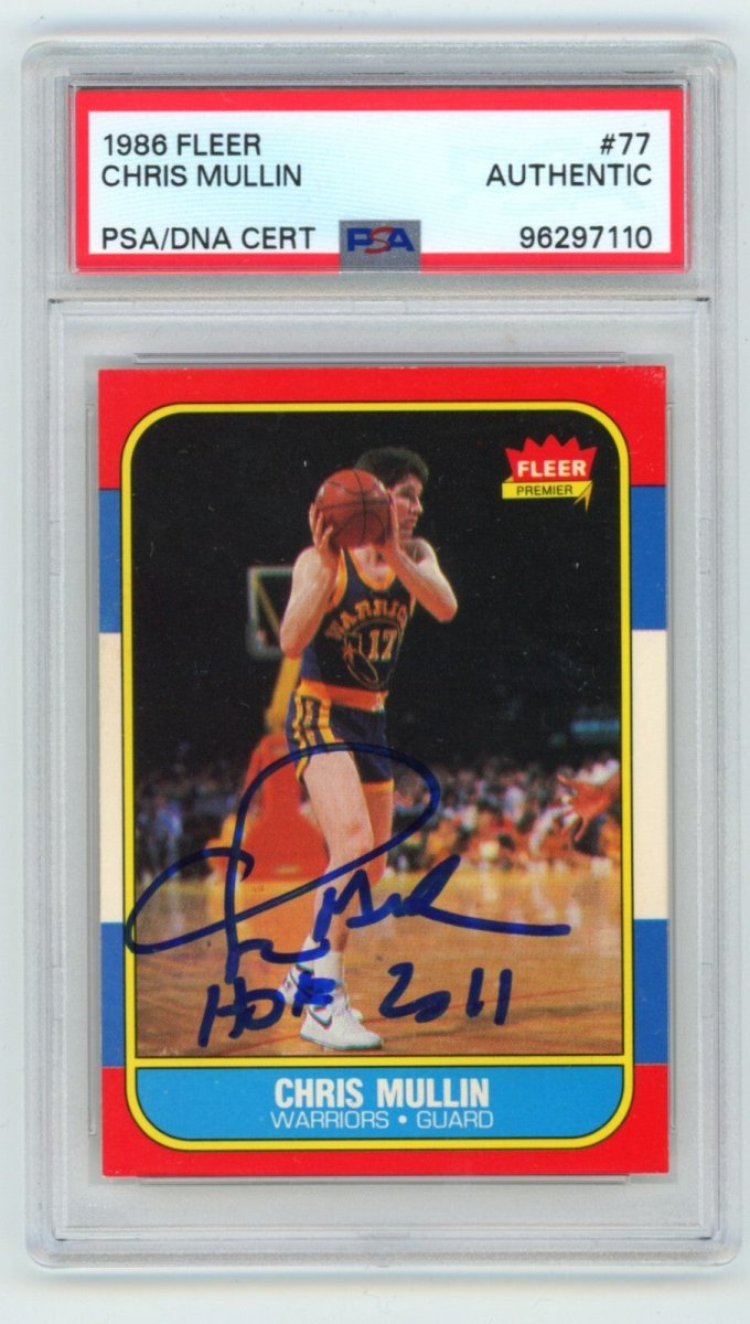 Chris Mullin 1986-87 Fleer #77 Rookie RC Signed w/ HOF 2011 PSA Authentic Auto
