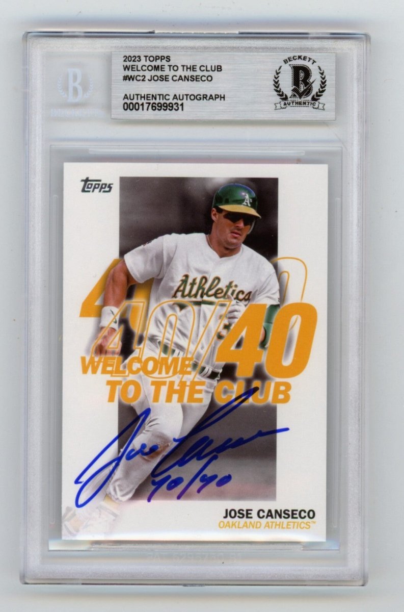 Jose Canseco 2023 Topps Welcome to the Club WC-2 Signed 40/40 Insc. BGS BAS Auto