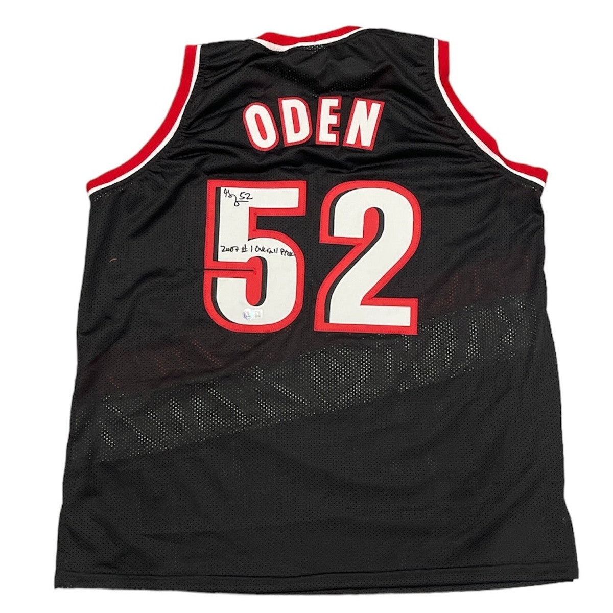 Greg Oden Signed Portland Custom Jersey w/ #1 Pick Beckett Witness BAS COA