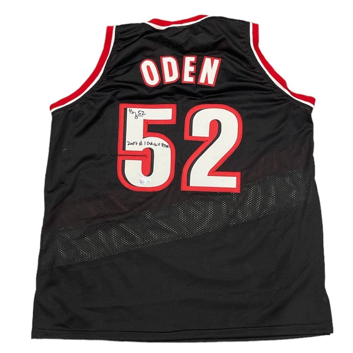 Greg Oden Signed Portland Custom Jersey w/ #1 Pick Beckett Witness BAS COA
