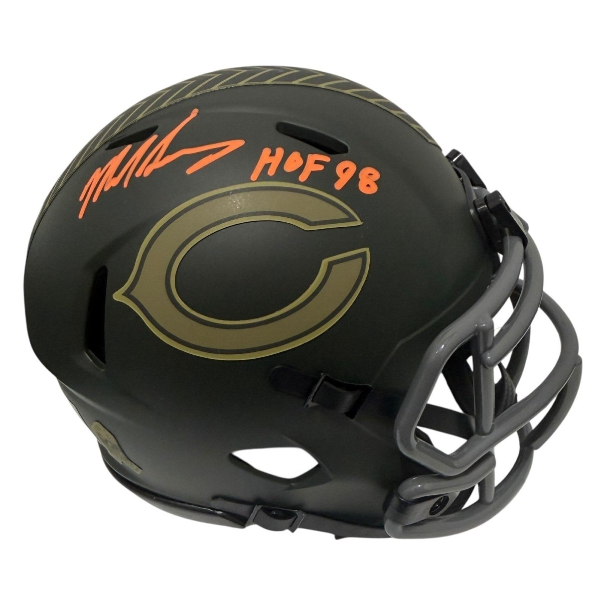 Mike Singletary Signed Bears Salute to Service 25 Mini Helmet w/ HOF 98 JSA COA