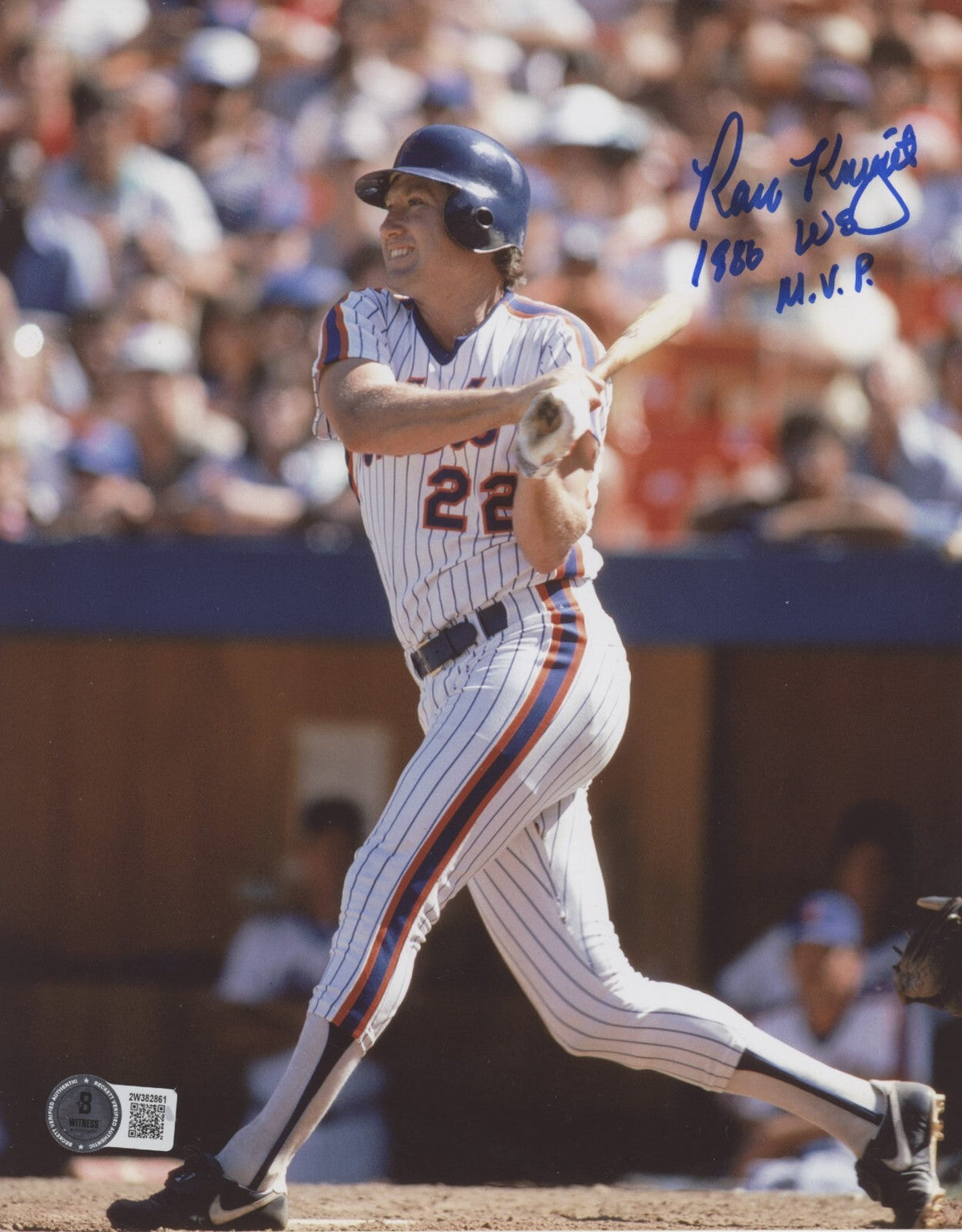 Ray Knight Signed New York Mets 8x10 Photo w/ 1986 WS MVP Becket BAS COA #2