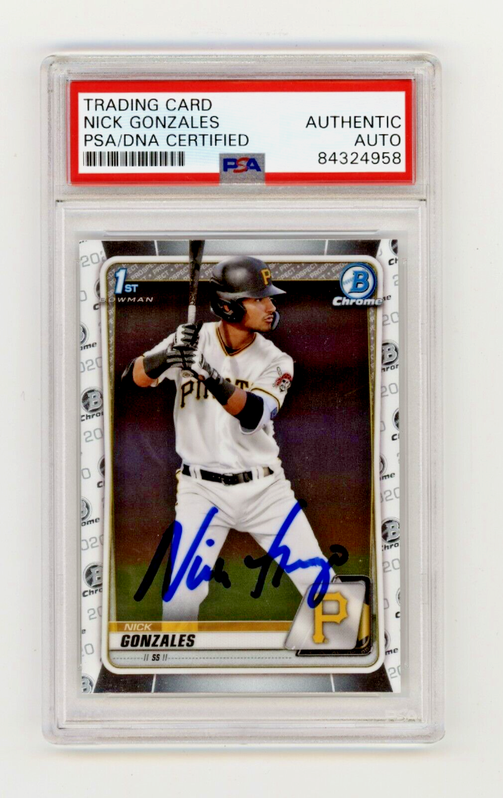 Nick Gonzales 2020 Bowman Chrome Draft 1st Rookie RC Signed PSA Auto Pirates