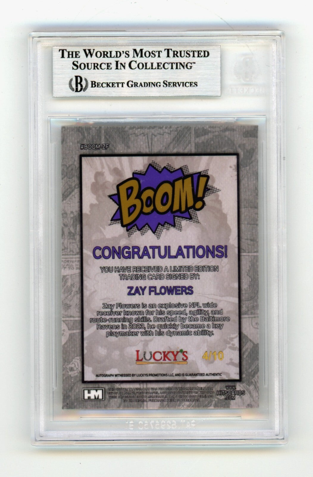 Zay Flowers 2024 Hits Memorabilia BOOM Gold JSY # 4/10 Signed BGS BAS Auto