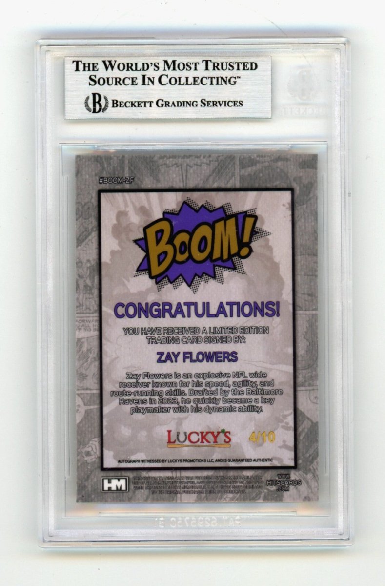 Zay Flowers 2024 Hits Memorabilia BOOM Gold JSY # 4/10 Signed BGS BAS Auto