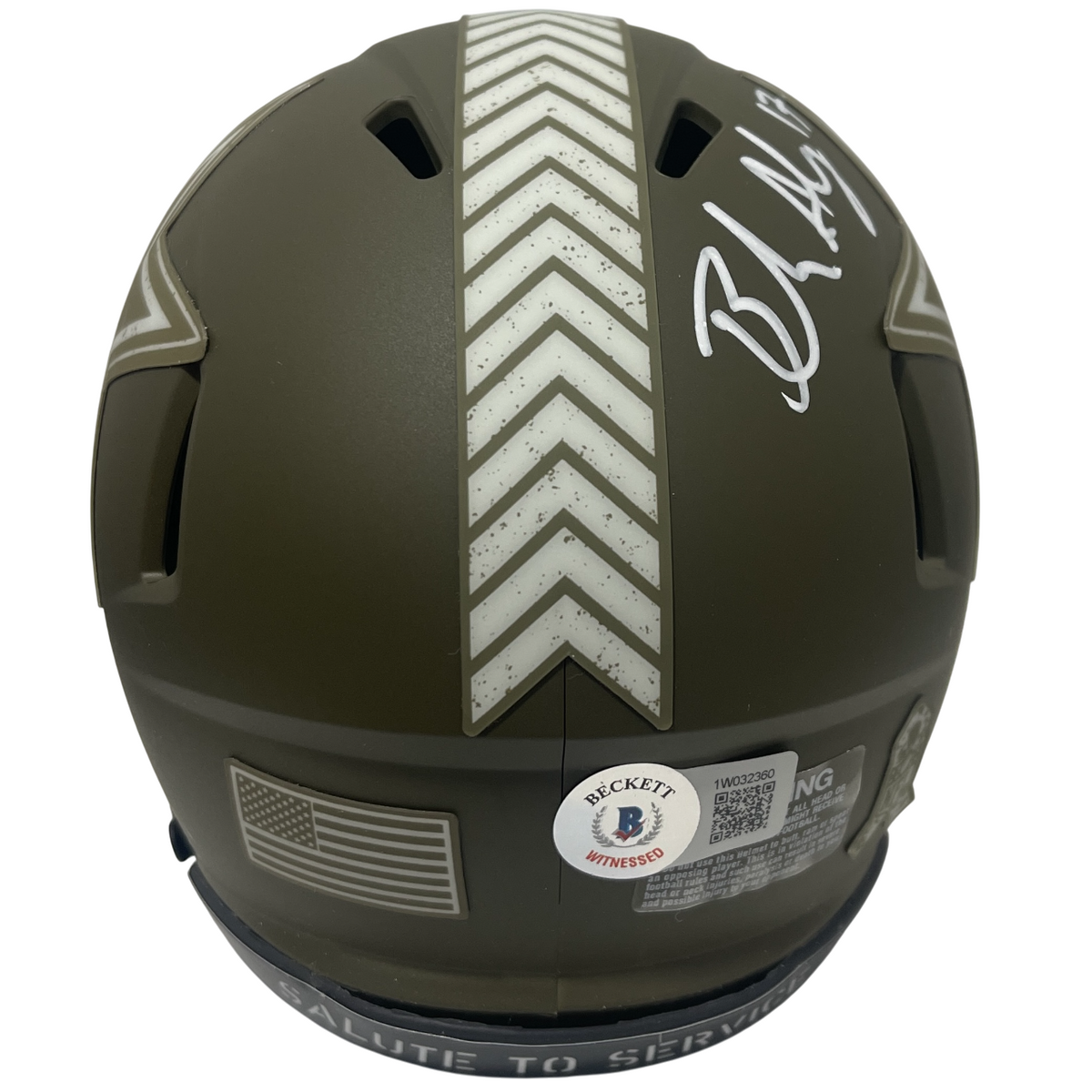 Brandon Aubrey Signed Salute 23 Mini Helmet w/ Americas Kicker Beckett BAS COA