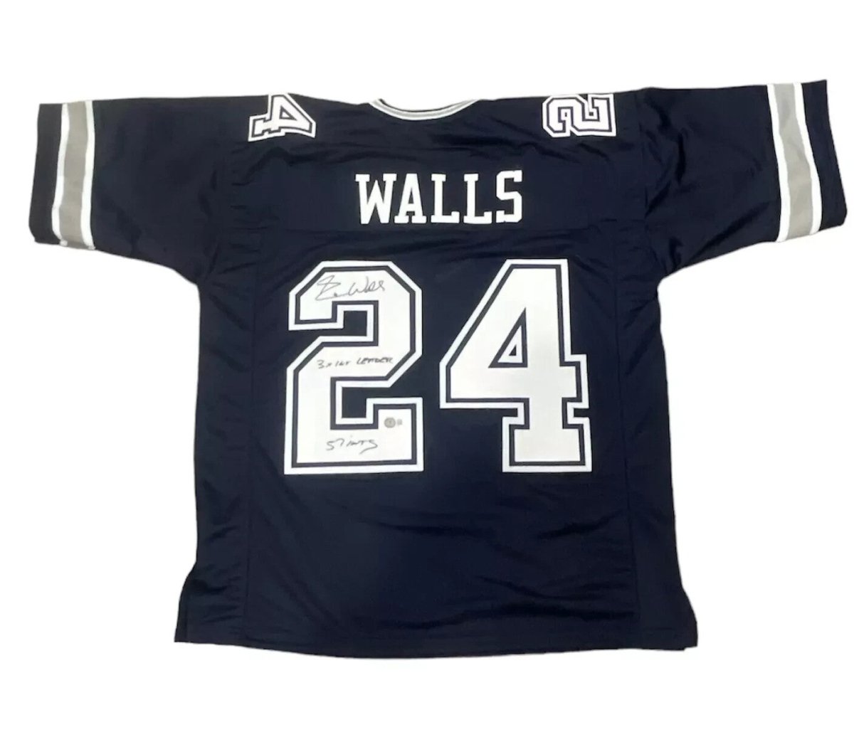 Everson Walls Signed Dallas Cowboys Custom Jersey 2 ins Beckett Witness BAS COA