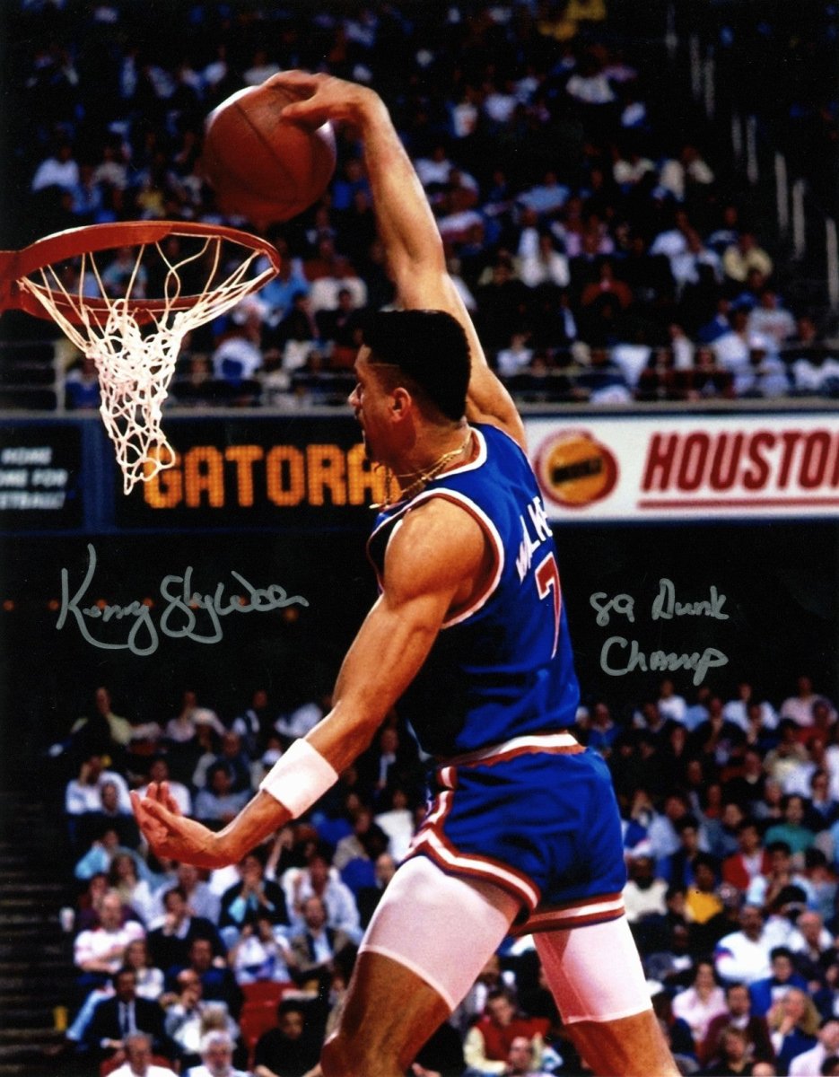 Kenny "Sky" Walker Signed NY Knicks 8x10 Photo w/ 89 Slam Dunk Champ LSCM COA #2