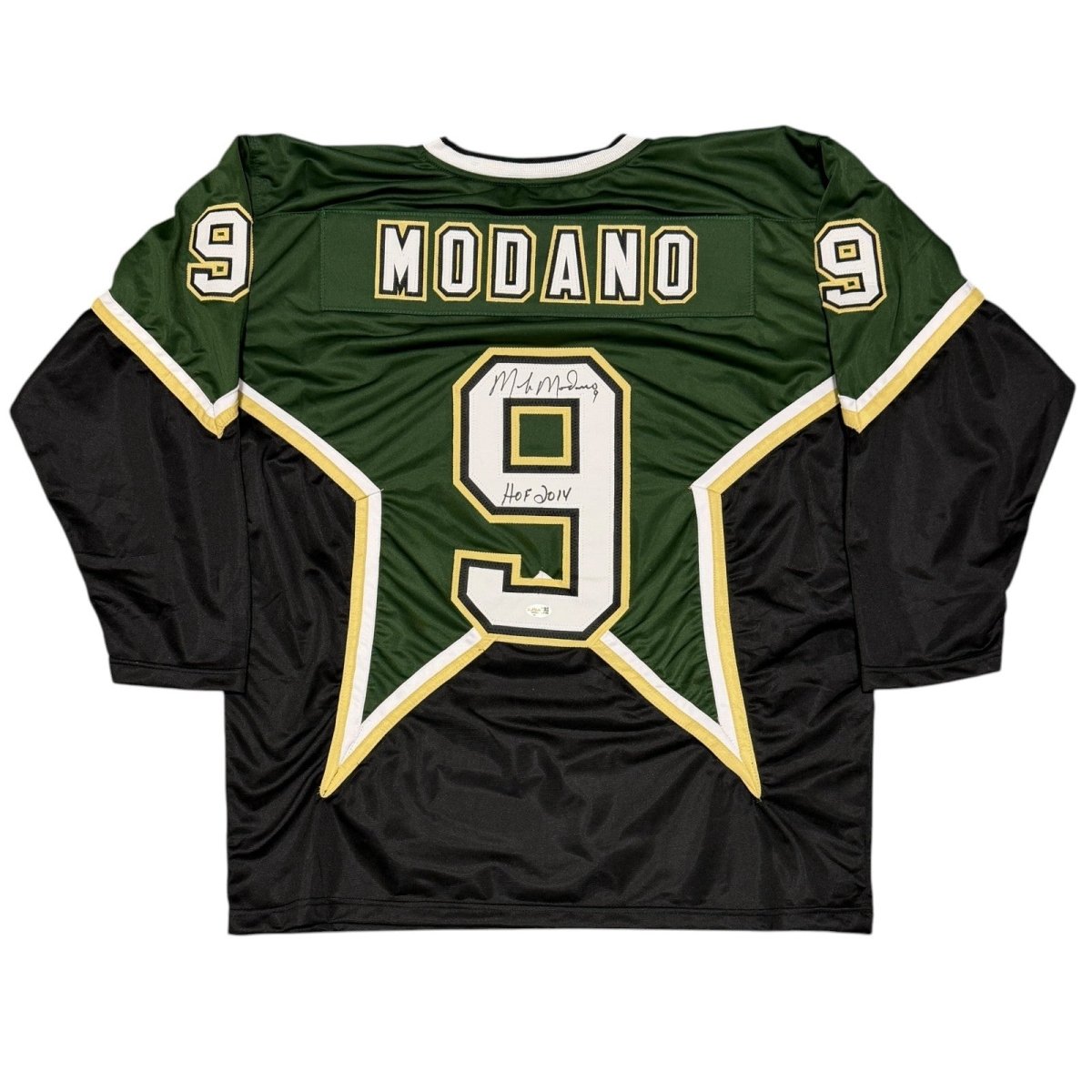 Mike Modano Signed Dallas Stars Custom Jersey w/ HOF 2014 JSA Witness COA