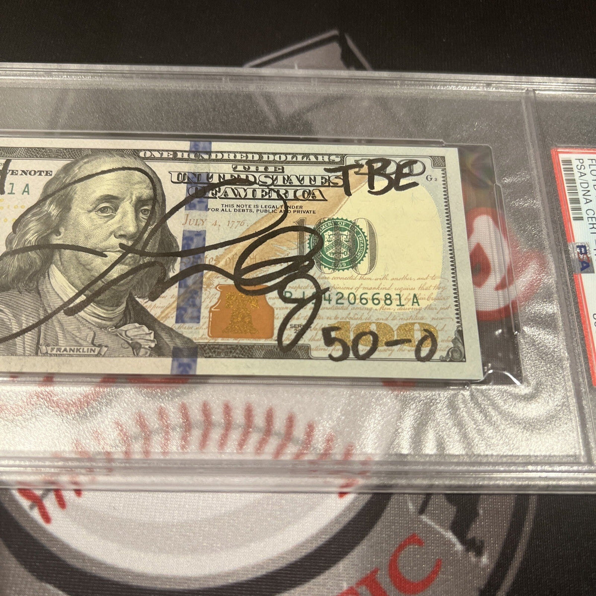 Floyd Mayweather Jr. Signed $100 Bill US Currency x4 Inscription PSA Auth Auto C