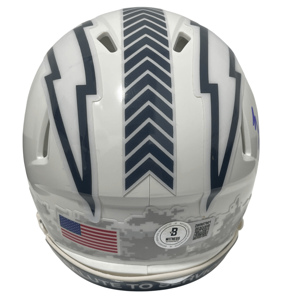 Rodney Harrison Signed Chargers Salute 24 Mini Helmet Beckett Witness BAS COA