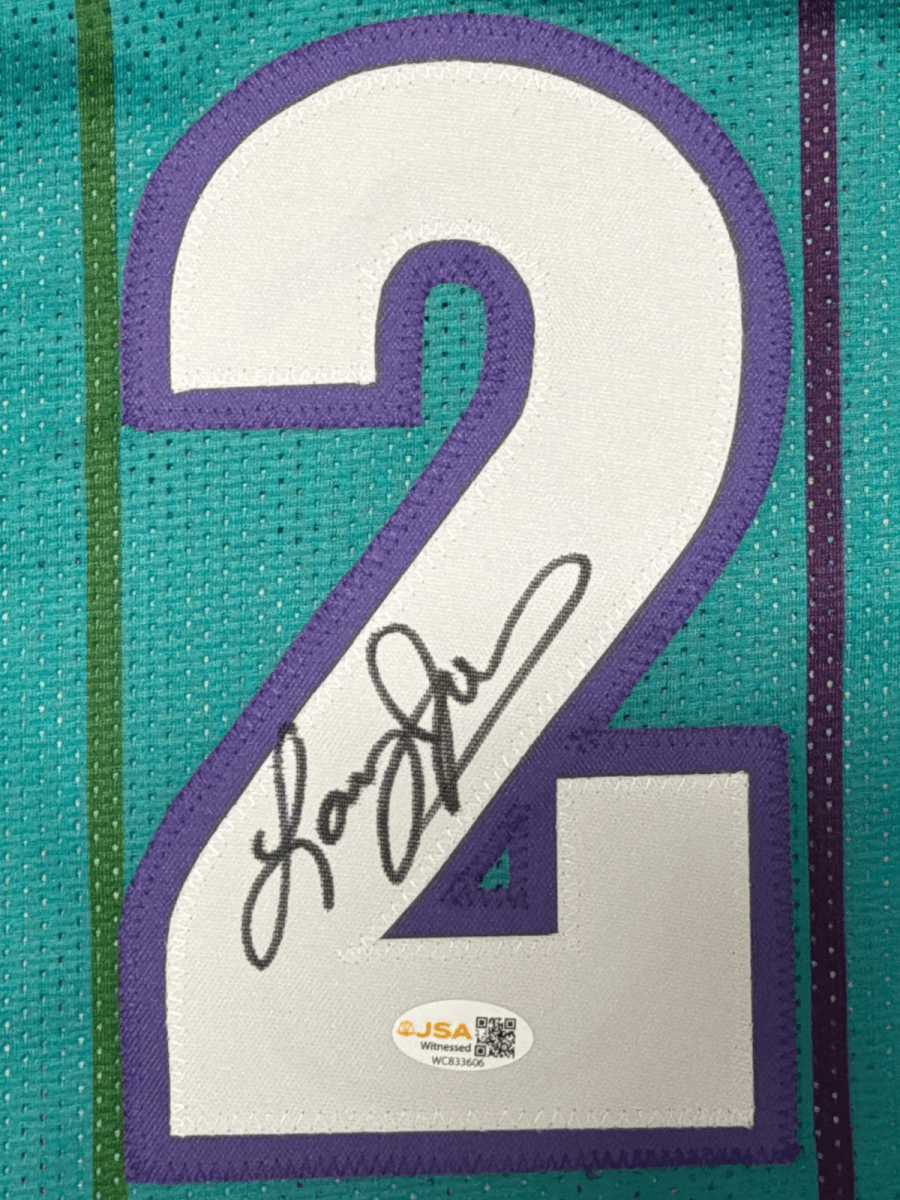 Larry Johnson Signed Autographed Charlotte Hornets Custom Jersey JSA Witness COA