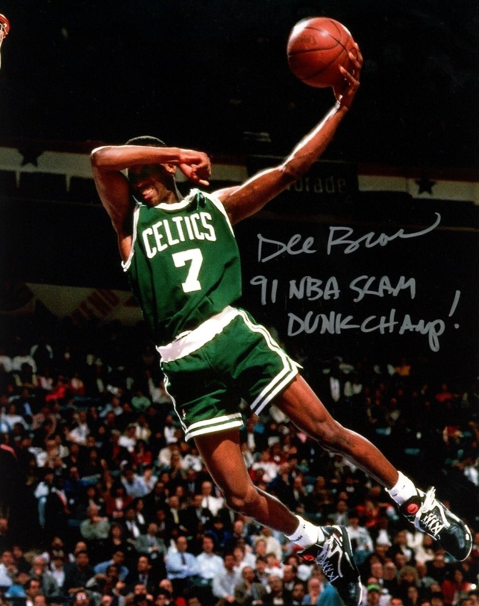 Dee Brown Signed Boston Celtics 8x10 Photo w/ 91 NBA Slam Dunk Champ! LSCM COA