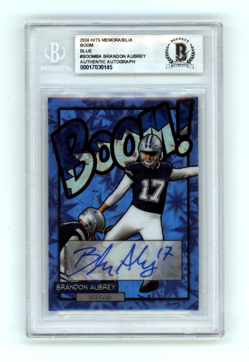 Brandon Aubrey 2024 Hits Memorabilia BOOM Blue #/5 Signed BGS BAS Auto Cowboys