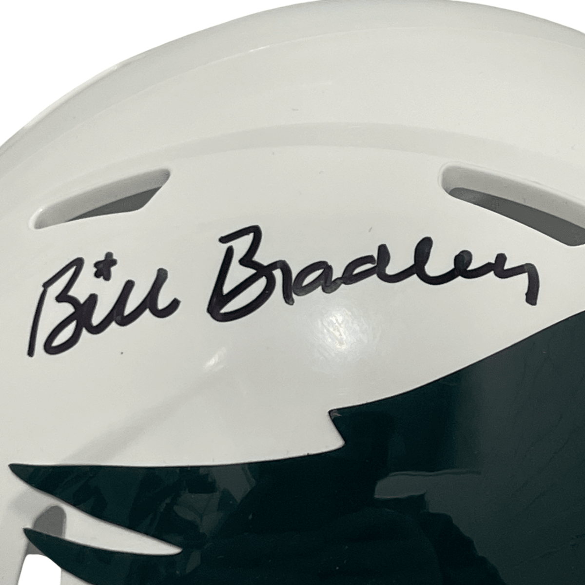 Bill Bradley Signed Eagles TB 69-73 Mini Helmet Beckett Witness BAS COA