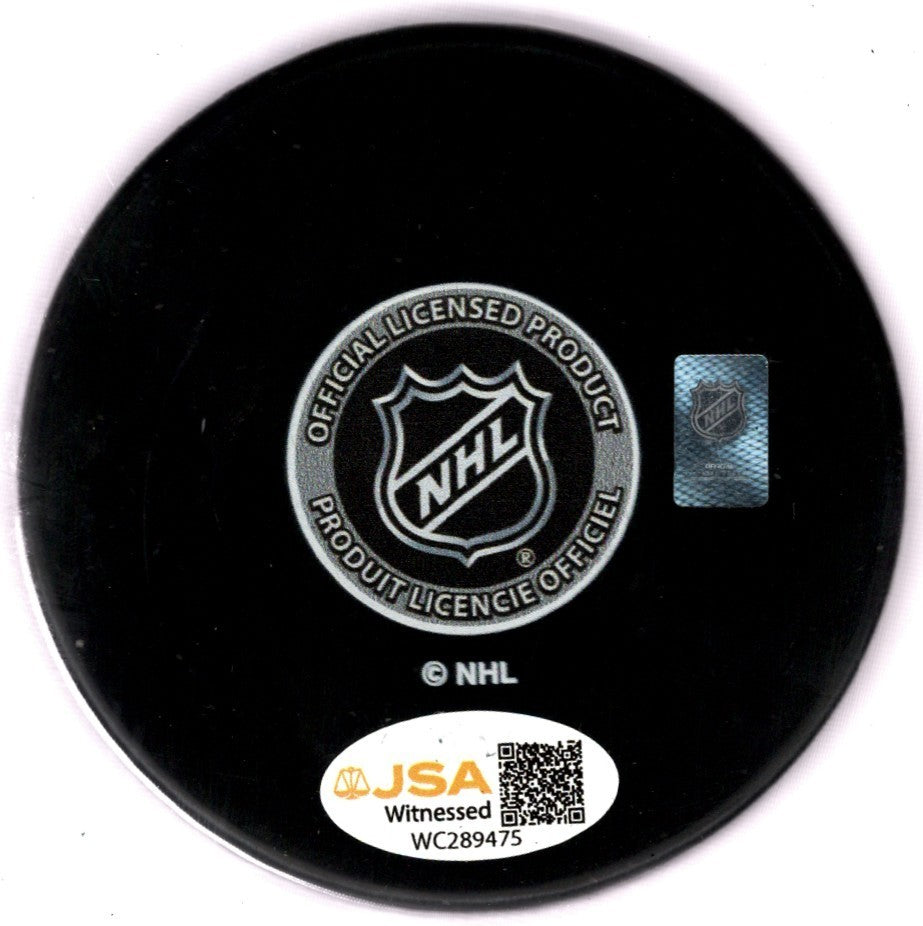 Ken Daneyko Signed Devils 40th Anniversary Logo Puck w/ 3x Cup Champ JSA Wit COA