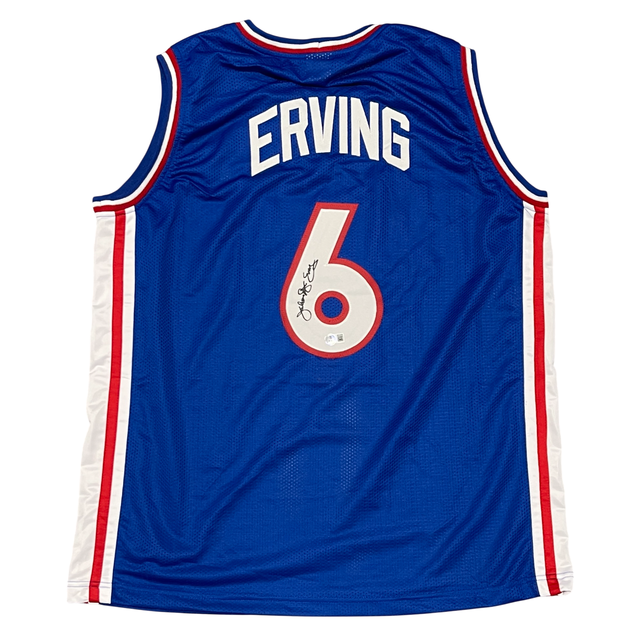 Julius Erving Signed Philadelphia 76ers Custom Jersey Dr J Ins Beckett W BAS COA