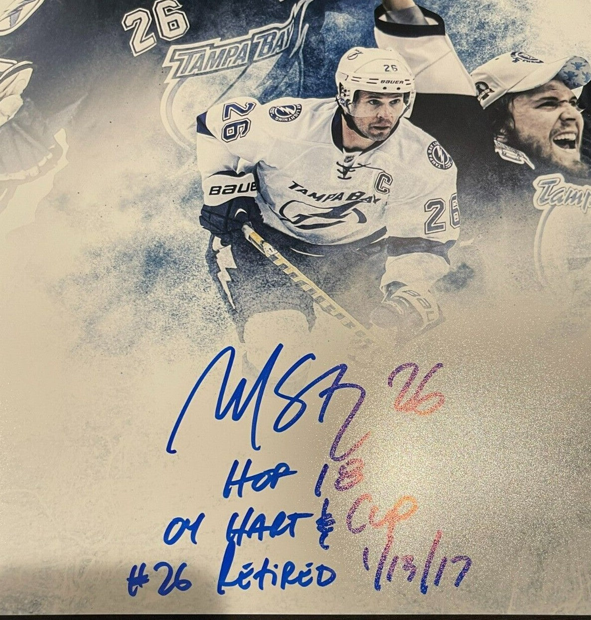 Martin St. Louis Signed Auto TB Lightning 16x20 Photo 4x Ins LE /26 PSA ITP COA