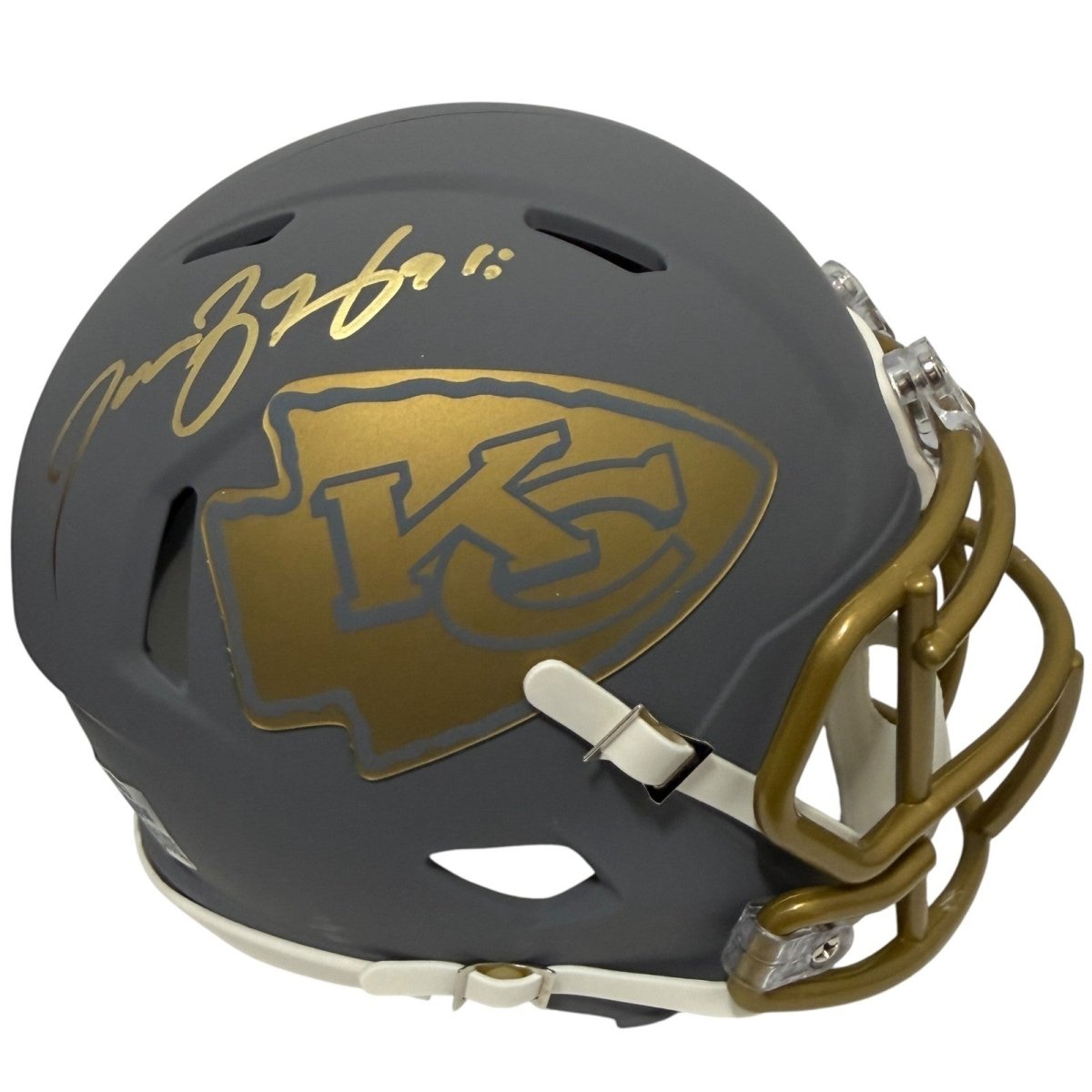 Tamba Hali Signed Kansas City Chiefs Slate Mini Helmet JSA Witness COA