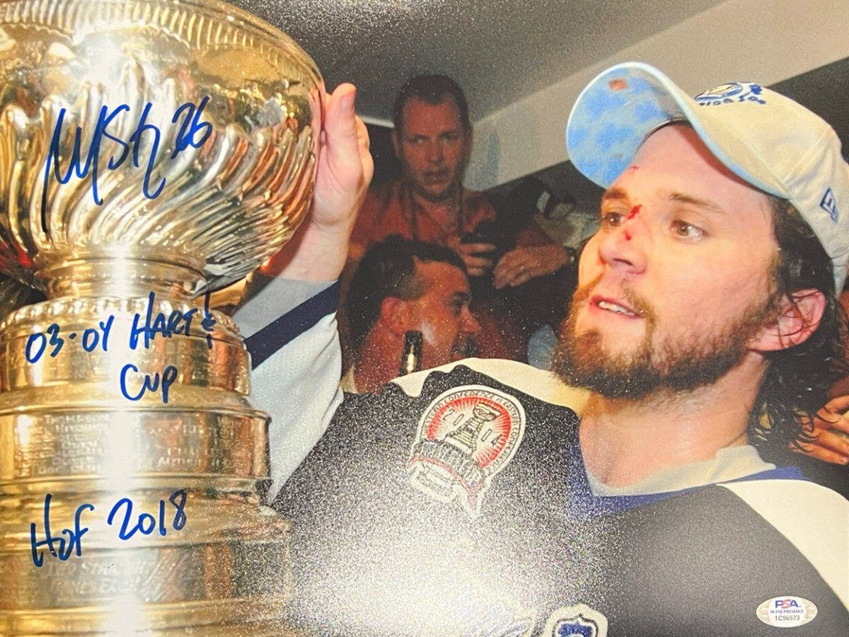 Martin St. Louis Signed Auto Tampa Bay Lightning 11x14 Photo 3x Ins PSA ITP COA