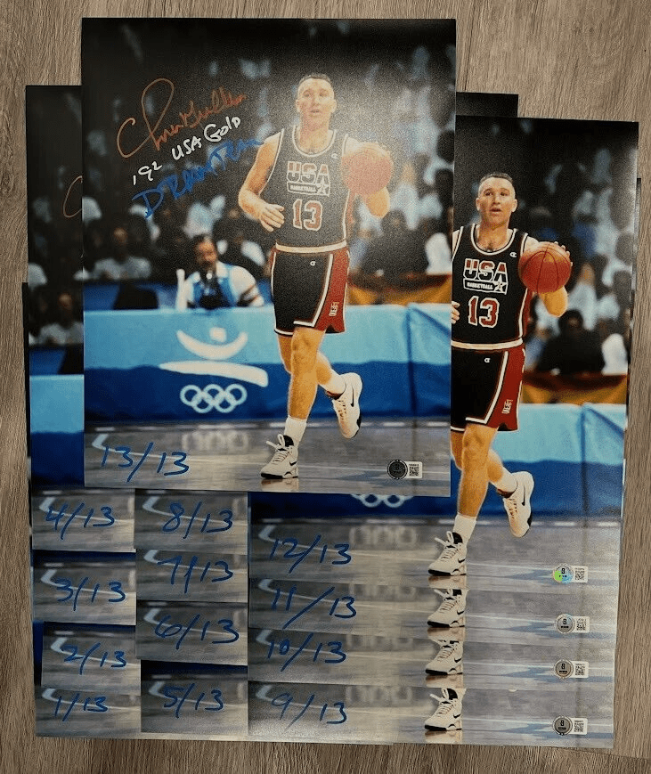 Chris Mullin Signed USA Dream Team 11x14 Photo w 2 Insc LE #/13 BAS COA RWB