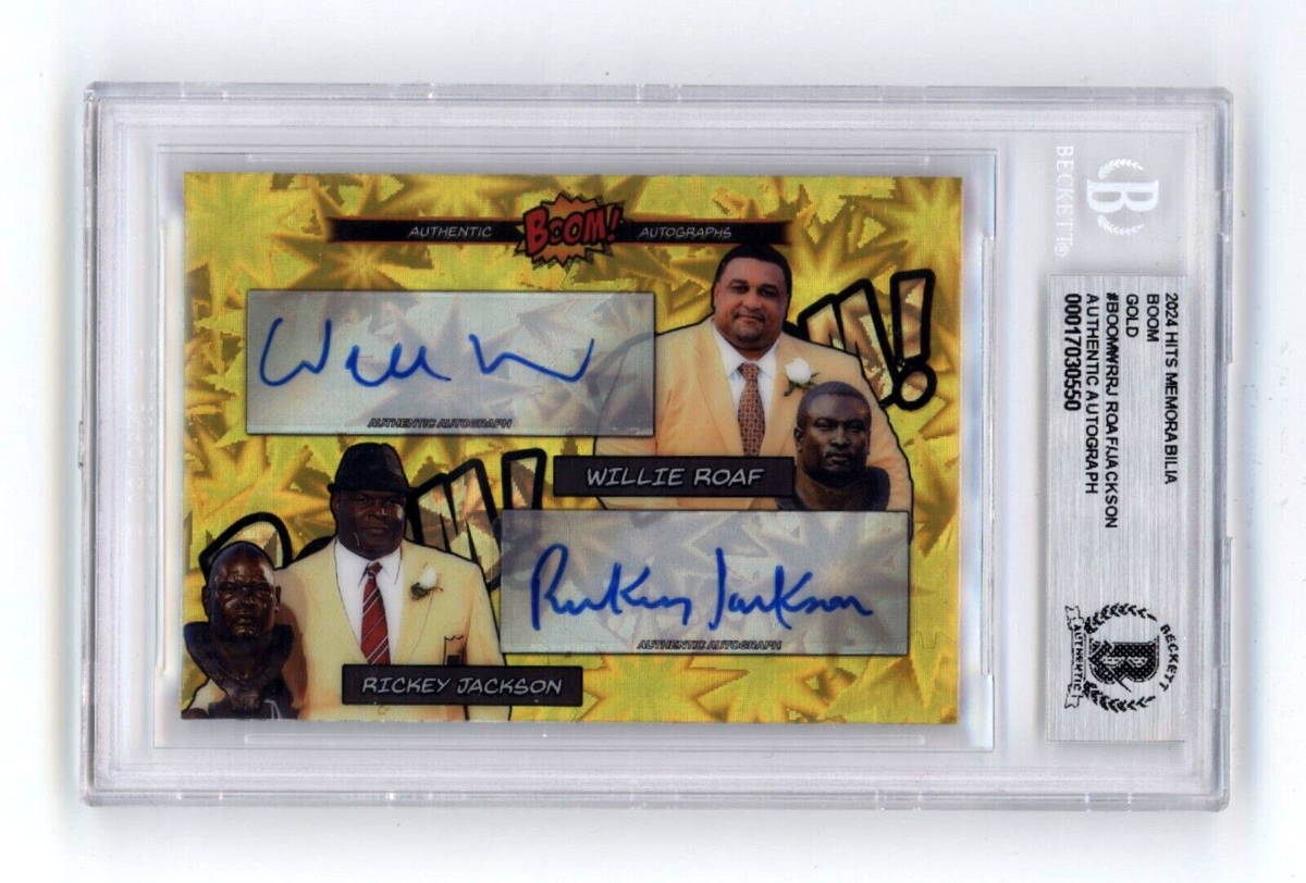Willie Roaf &amp; Rickey Jackson 2024 Hits BOOM Gold #/10 Dual Signed BGS BAS Auto