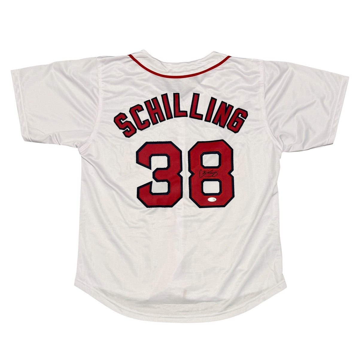 Curt Schilling Signed Autographed Boston Red Sox Custom Jersey JSA Witness COA W