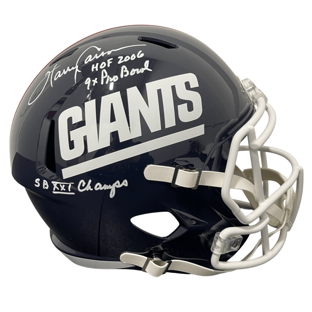 Harry Carson Signed Giants TB FS Full Size Helmet w/ 3x Ins Beckett Wit BAS COA