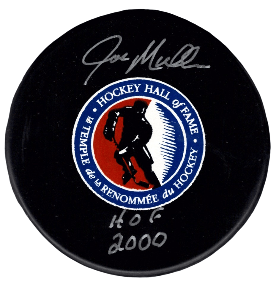Joe Mullen Signed Autographed HOF Logo Puck w/ HOF 2000 JSA Witness COA
