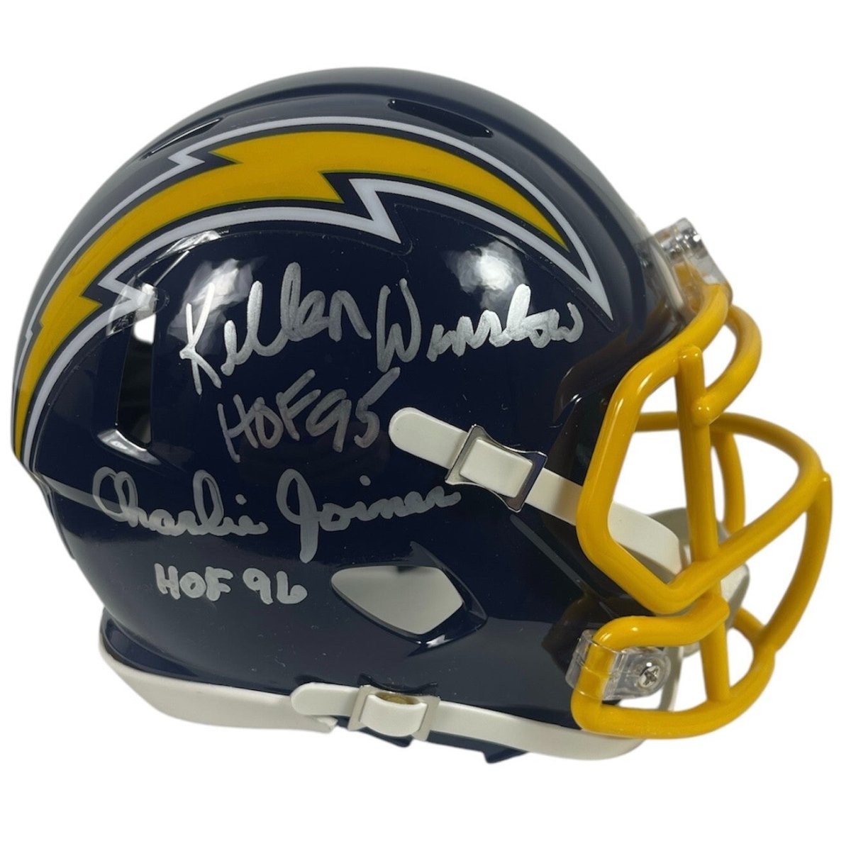 Kellen Winslow &amp; Charlie Joiner Signed Chargers TB Mini Helmet w/ HOF BAS COA