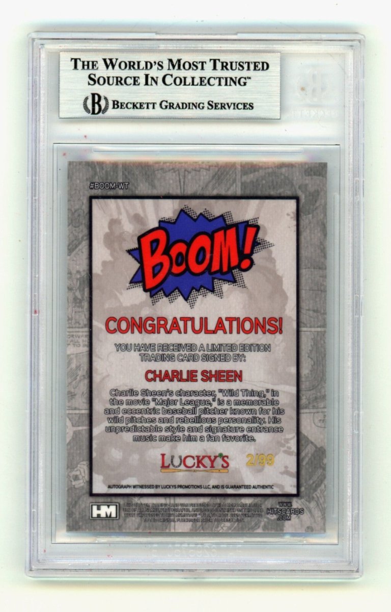 Charlie Sheen 2024 Hits Memorabilia BOOM Silver /99 Signed BGS Auto Wild Thing